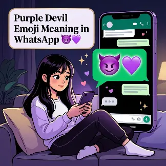 Purple Devil Emoji Meaning in WhatsApp 😈💜